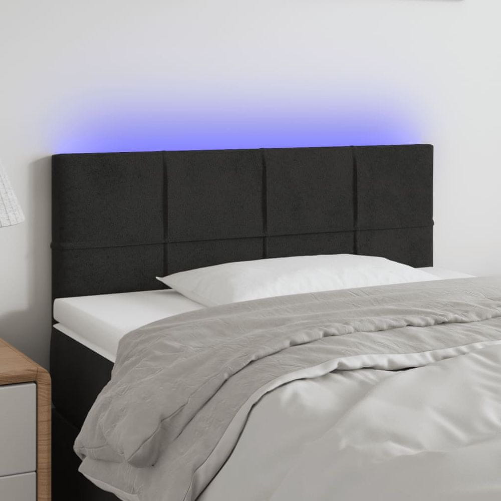 Vidaxl Čelo postele s LED čierne 80x5x78/88 cm zamat